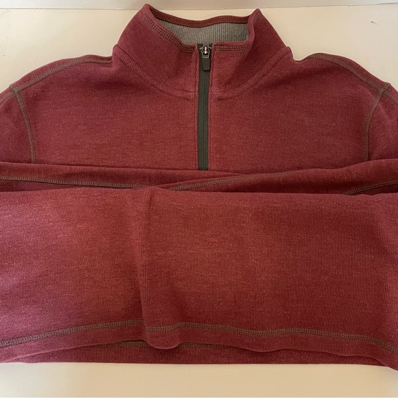 Eddie Bauer Mens Collared 1/4 Front Zip Long Sleeve Maroon Thermal Size Large - Picture 11 of 13